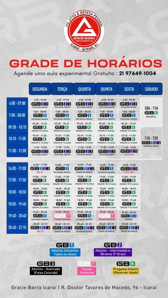 horarios aula de jiu jitsu icarai